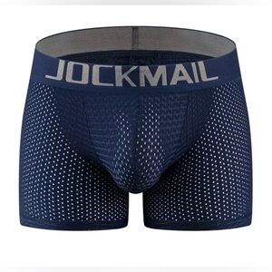 Men's Navy Breathable Mesh Butt lifter Boxer Briefs.